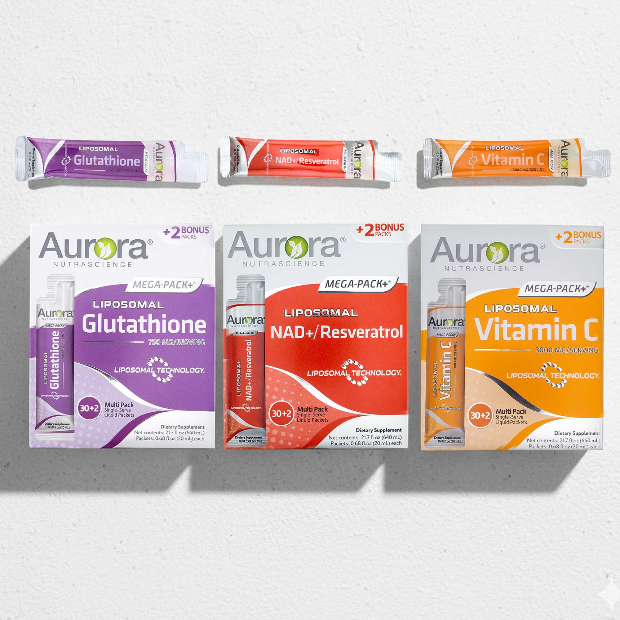 Glutathione + Vitamin C + NAD+ | Detox & Longevity Pack – Aurora