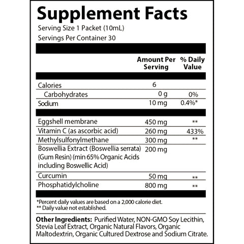 Vida Lifescience ExoFlex_30 Supplement Facts