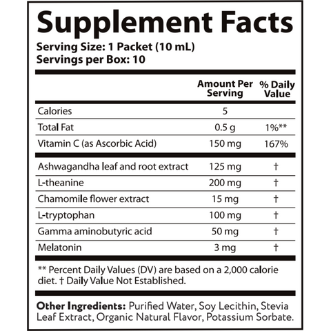 Vida Lifescience's Sleep 10 Pack Supplement Facts