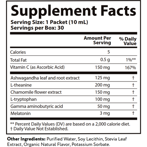 Vida Lifescience's Sleep 30 Pack Supplement Facts